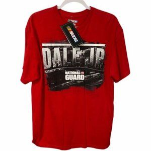 Nascar Dale Jr 88 National Guard Mens L T-Shirt Red 2 Sided Short Sleeve